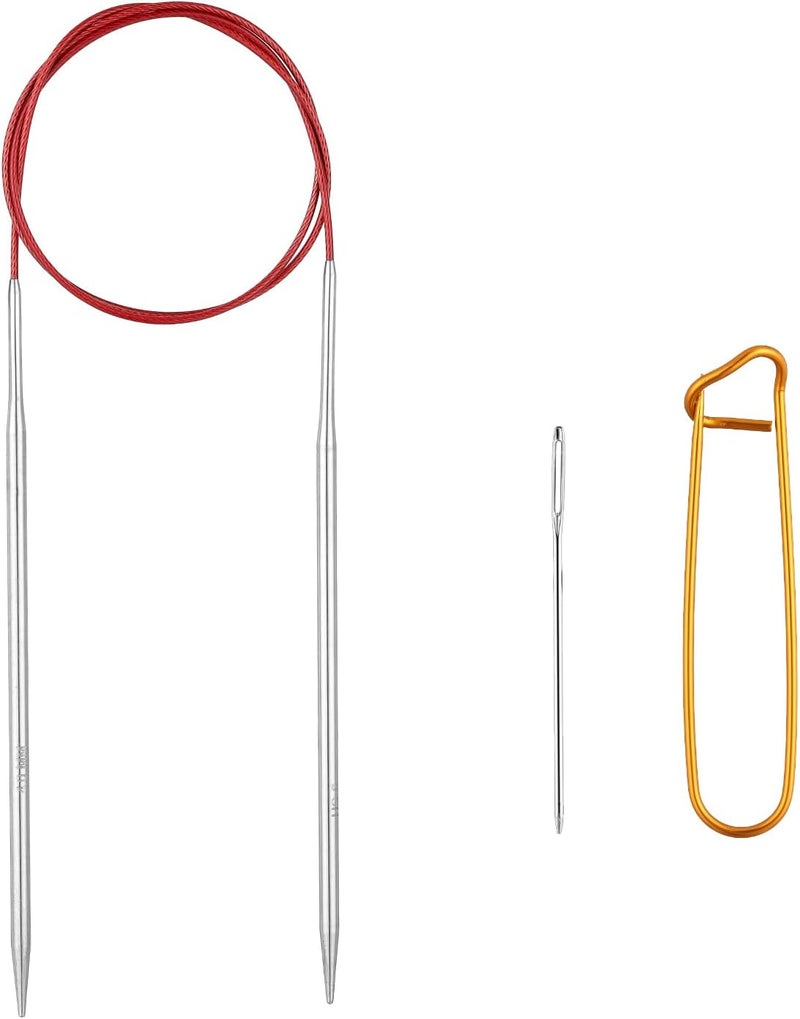 Stithoo Circular Knitting Needles 40inch (100cm) Stainless Steel Knitting Needles Size US 6 (4mm) with 1 Sturdy Stitch Holder - Image 1